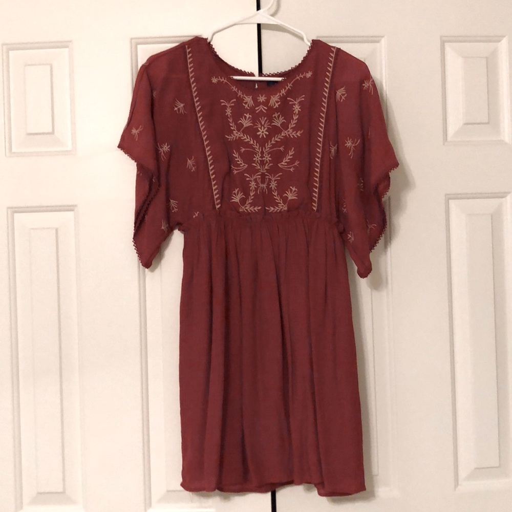 Rustic Orange/ Red Flowy Dress